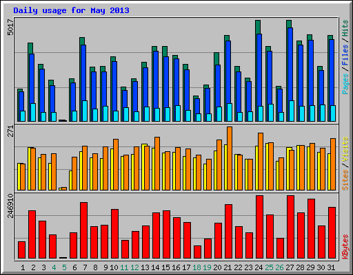 Daily usage for May 2013