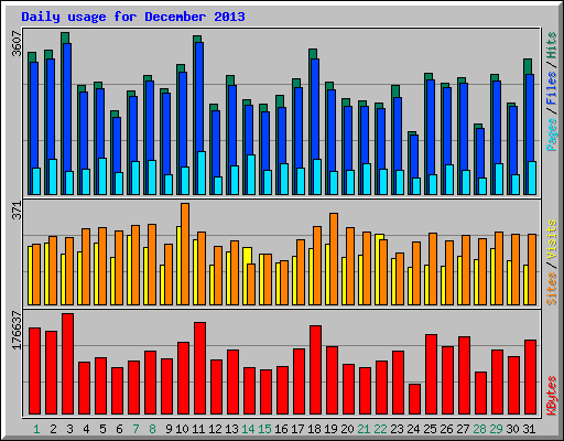 Daily usage for December 2013