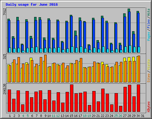 Daily usage for June 2016