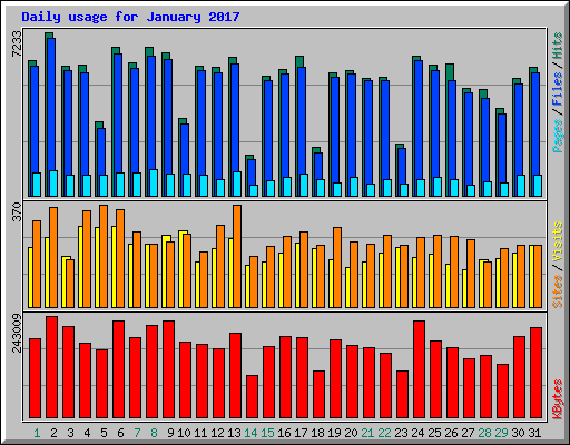 Daily usage for January 2017