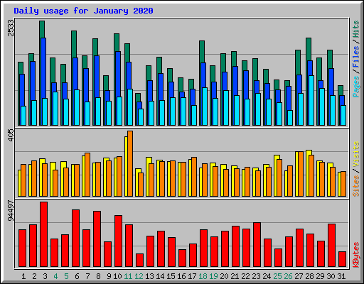 Daily usage for January 2020