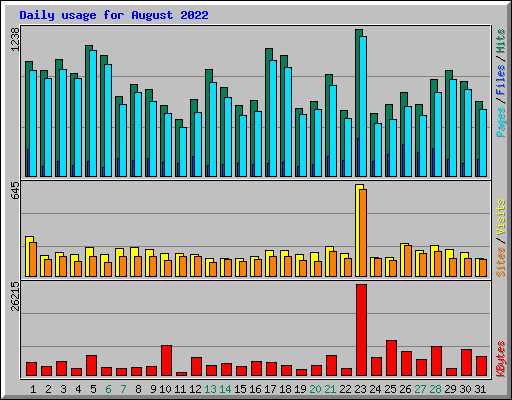 Daily usage for August 2022