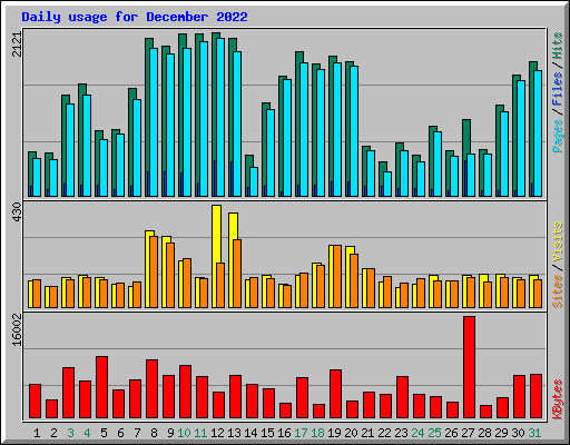 Daily usage for December 2022