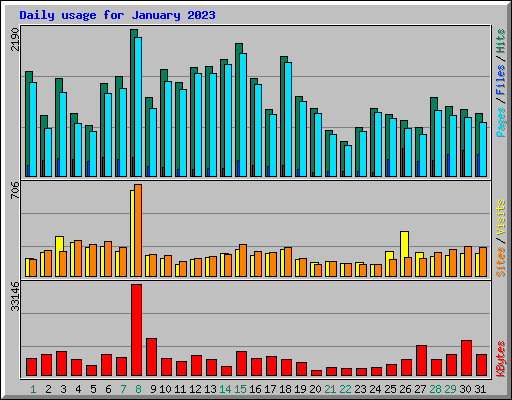 Daily usage for January 2023