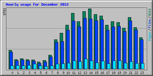 Hourly usage for December 2012