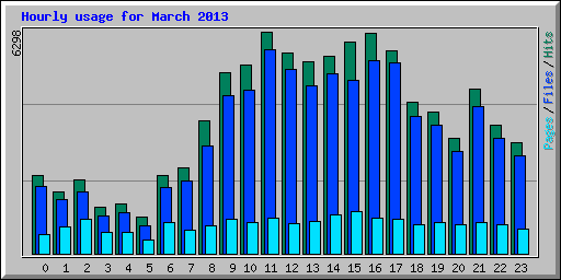 Hourly usage for March 2013