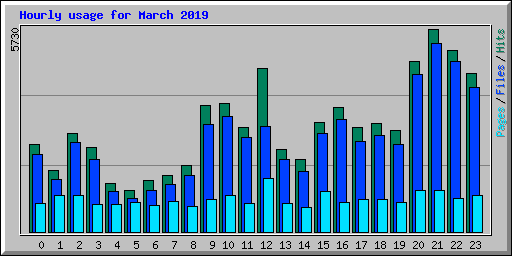 Hourly usage for March 2019